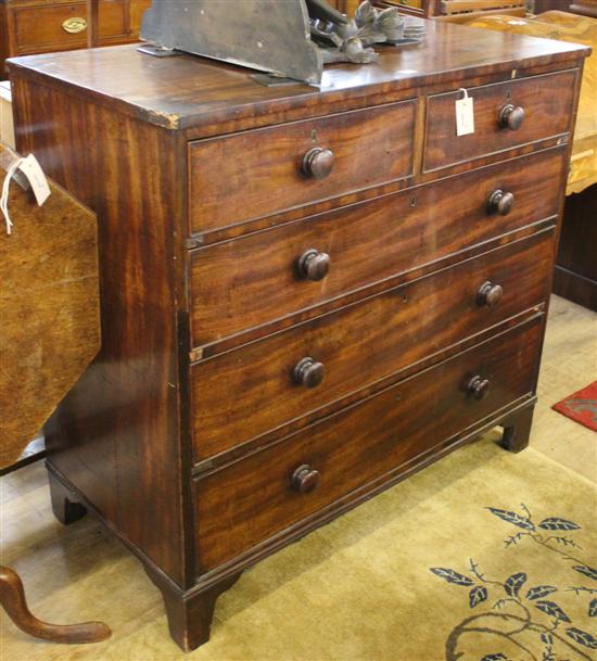 19th century mahogany five-drawer chest on bracket feet